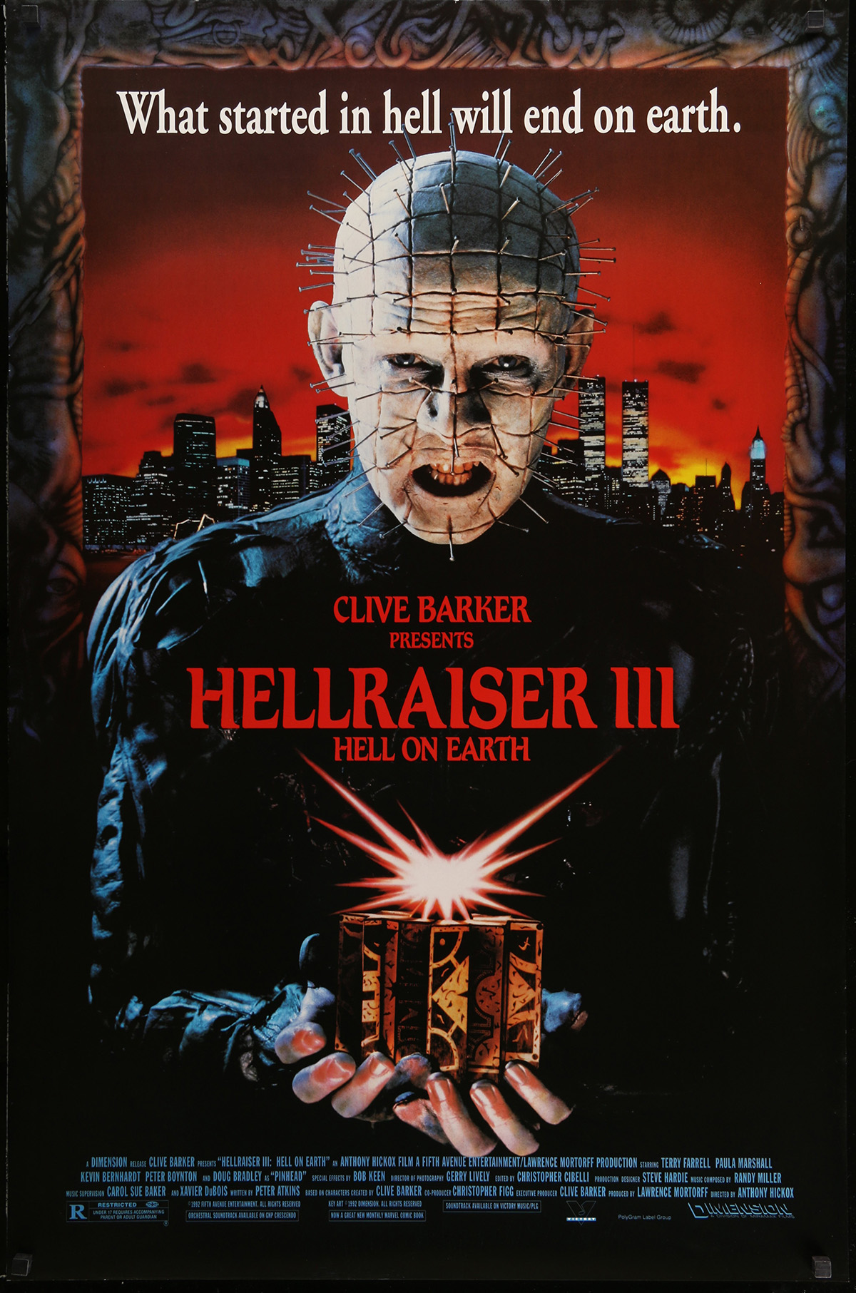 hellraiser 3 affiche de film 69x104 cm 1992 doug bradley anthony hckox