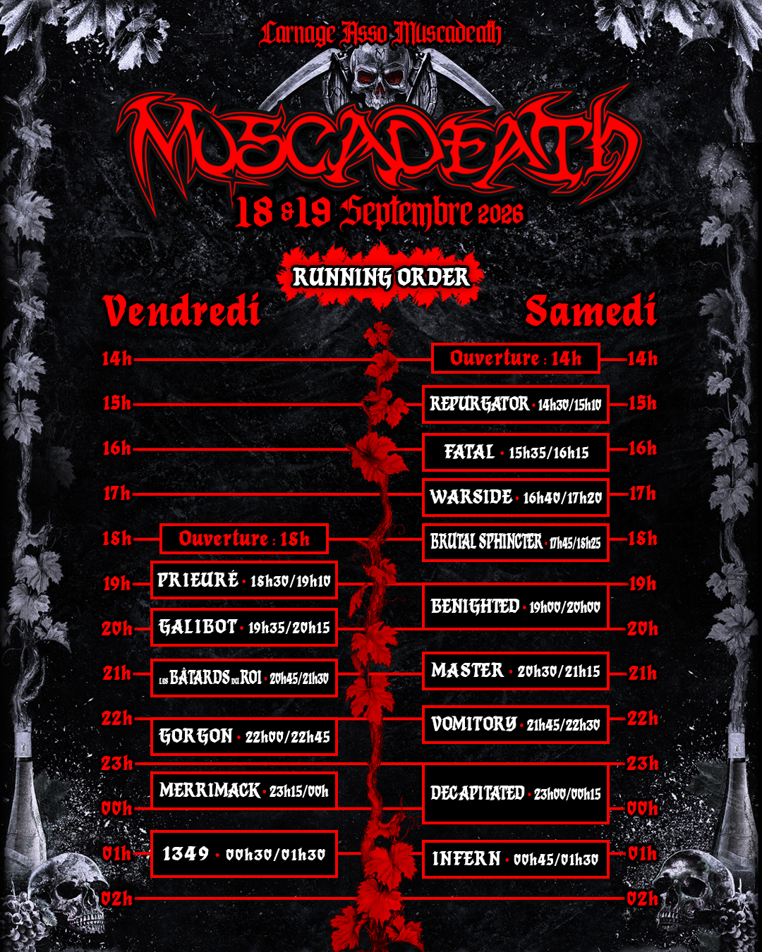Muscadeath Running Order