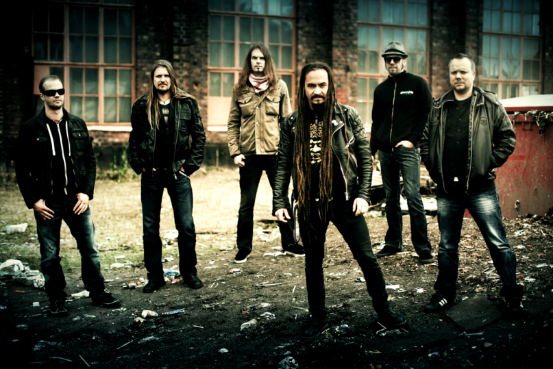 Horns Up Rocks Amorphis Group Shot 2013